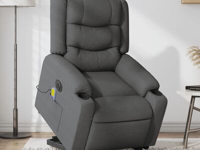 vidaXL elektriline püstitõusmist toetav massaažitool, tumehall, kangas
