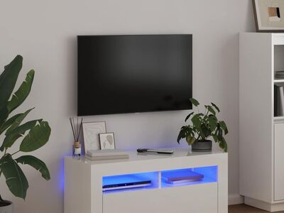 vidaXL telerialus LED-tuledega, kõrgläikega valge, 90 x 35 x 40 cm