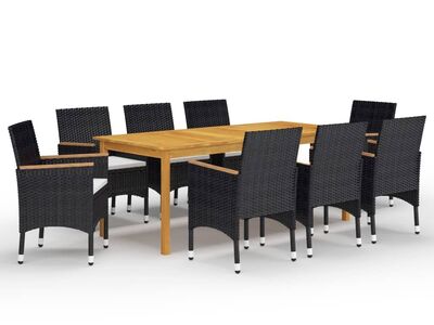 vidaXL 9-osaline aiamööbli komplekt, must