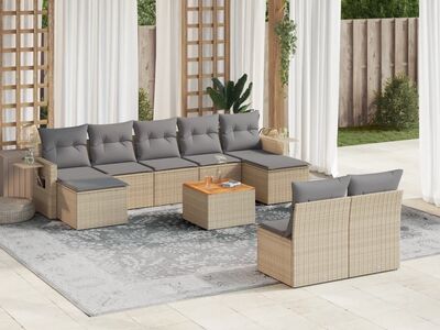 vidaXL 10-osaline aiadiivani komplekt patjadega, beež, polürotang