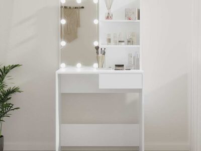 vidaXL tualettlaud LEDiga, valge, 74,5 x 40 x 141 cm