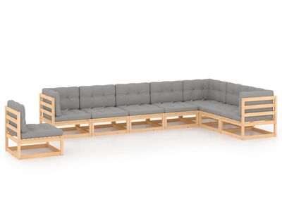 vidaXL 8-osaline aiamööbli komplekt patjadega, männipuit