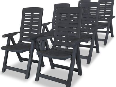 vidaXL allalastava seljatoega aiatoolid, 6 tk, plast, antratsiithall