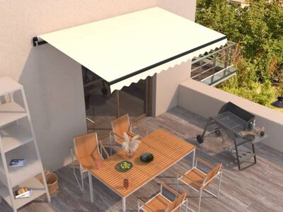 vidaXL käsitsi sissetõmmatav varikatus, 400 x 350 cm kreemjas