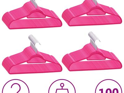 vidaXL 100 tk riidepuud, libisemiskindel, roosa, samet