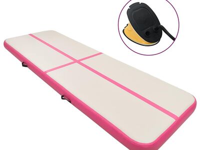 vidaXL täispumbatav võimlemismatt pumbaga 300x100x20 cm PVC roosa