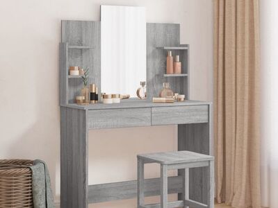 vidaXL peegliga tualettlaud, hall Sonoma tamm, 96 x 39 x 142 cm