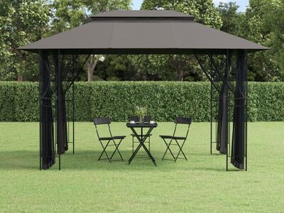 vidaXL varikatus külgseintega, antratsiithall, 400x300x270 cm, teras