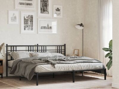vidaXL metallist voodiraam peatsiga, must, 193x203 cm