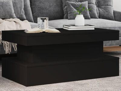 vidaXL LED-tuledega kohvilaud, must, 90x50x40 cm