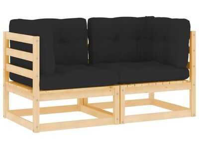 vidaXL aia nurgadiivanid, 2 tk, patjadega, männipuit
