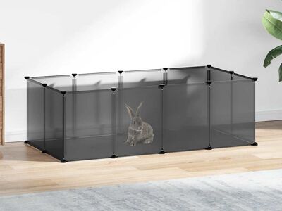 vidaXL väikelooma aedik must, 144 x 74 x 46,5 cm, PP ja teras