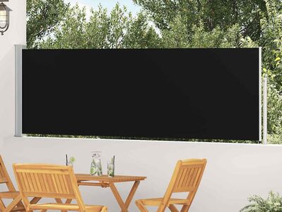 vidaXL lahtitõmmatav terrassi külgsein, 100 x 514 cm, must
