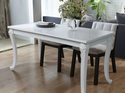 vidaXL söögilaud 116 x 66 x 76 cm kõrgläikega valge