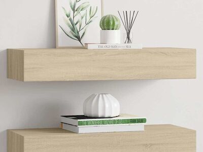 vidaXL sahtlitega seinariiulid, 2 tk, tamm, 60 x 23,5 x 10 cm, MDF