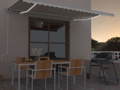 vidaXL automaatne varikatus, LED ja tuuleandur, 500x350 cm kreemjas