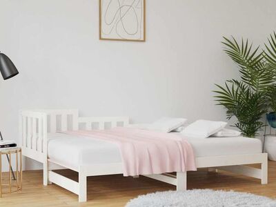 vidaXL väljatõmmatav päevavoodi, valge, 2 x (90x190) cm, männipuit
