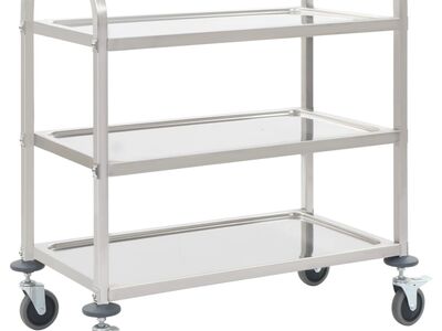vidaXL kolme korrusega köögikäru, 96,5x55x90 cm, roostevaba teras
