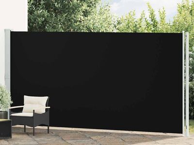 vidaXL lahtitõmmatav terrassi külgsein, 200 x 600 cm, must