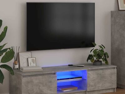 vidaXL telerialus LED-tuledega, betoonhall, 140 x 40 x 36 cm