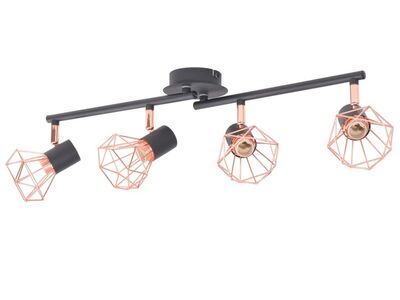 vidaXL laelamp 4 punktvalgustiga E14, must ja vaskne