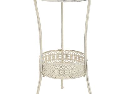 vidaXL bistroolaud vanaaegne, ümmargune, metall 40 x 70 cm, valge