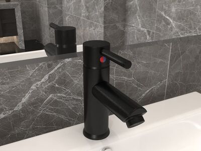 vidaXL vannitoa valamusegisti, must, 130 x 176 mm