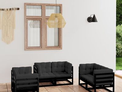 vidaXL 6-osaline aiamööbli komplekt istmepatjadega, männipuit