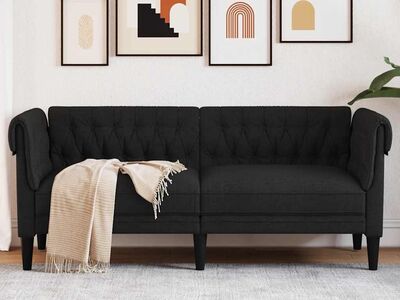 vidaXL Chesterfield 2-kohaline diivan, must, kangas