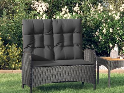 vidaXL allalastav aiapink patjadega, 107 cm, polürotang, must
