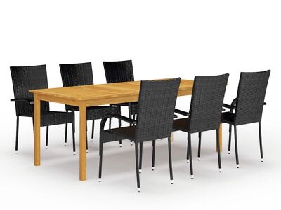 vidaXL 7-osaline aiamööbli komplekt, must