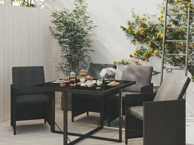 vidaXL 5-osaline aiamööbli komplekt patjadega, must, polürotang