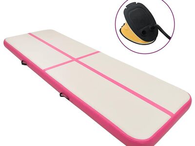 vidaXL täispumbatav võimlemismatt pumbaga 300x100x20 cm PVC roosa