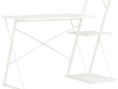 vidaXL kirjutuslaud riiuliga, valge, 116 x 50 x 93 cm