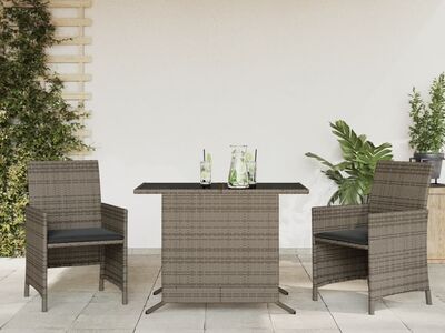 vidaXL 3-osaline bistrookomplekt istmepatjadega, hall, polürotang