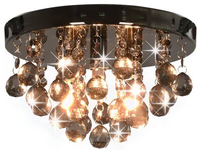 vidaXL laelamp suitsuste helmestega must ümmargune G9