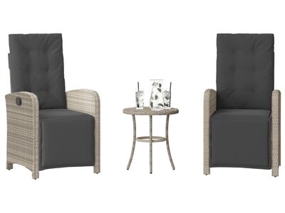 vidaXL 3-osaline bistrookomplekt istmepatjadega, helehall, polürotang