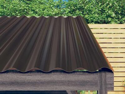 vidaXL katusepaneelid 12 tk, galvaniseeritud teras, pruun, 100 x 36 cm
