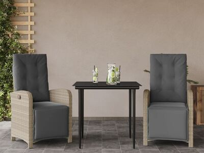 vidaXL 3-osaline bistrookomplekt istmepatjadega, helehall, polürotang