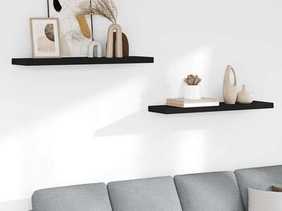 vidaXL seinariiulid, 2 tk, must, 90 x 23,5 x 3,8 cm MDF