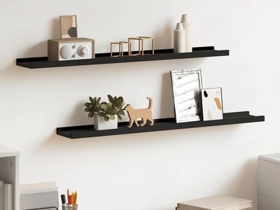 vidaXL pildiraami seinariiulid 2 tk, must, 80 x 9 x 3 cm MDF