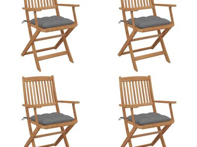 vidaXL kokkupandavad aiatoolid 4 tk patjadega akaatsiapuit