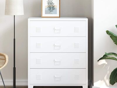 vidaXL industriaalne kummut, valge, 78x40x93 cm, metall