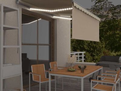 vidaXL käsitsi ülestõstetav varikatus rulooga&LED, 3,5x2,5m, kreemjas