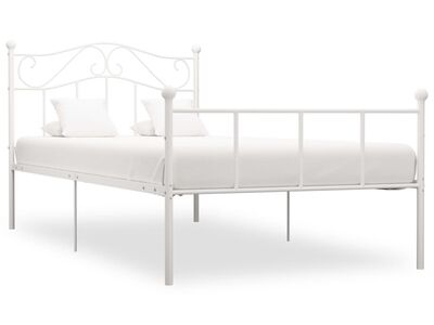 vidaXL voodiraam valge, metall, 90 x 200 cm