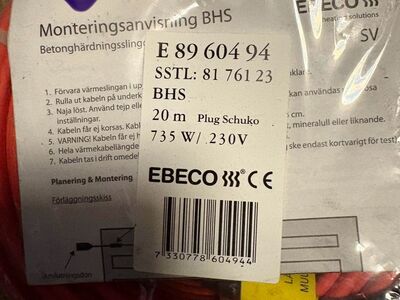 Erineva pikkusega betooni soojenduskaablid