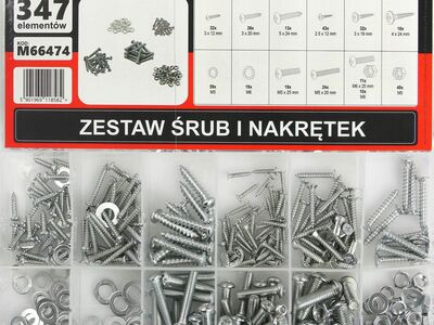 Kruvide ja mutrite komplekt, 347 osa