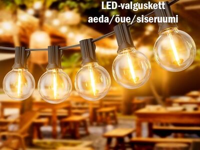Soodsalt LED-valguskett õue / aeda / telki, 5-90m