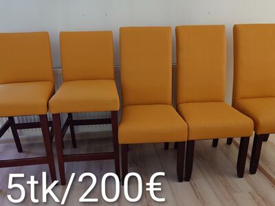 Uue kattega söögi- ja baaritoolid 3 + 2tk