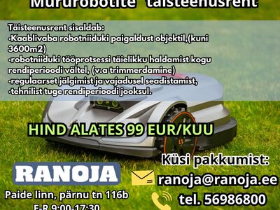 ROBOTNIIDUKITE RENT JÄRVAMAAL!